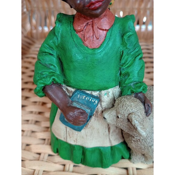 African American Figurine JP Resin Hand Painted Young Girl Lamb Pleasants - Picture 4 of 13